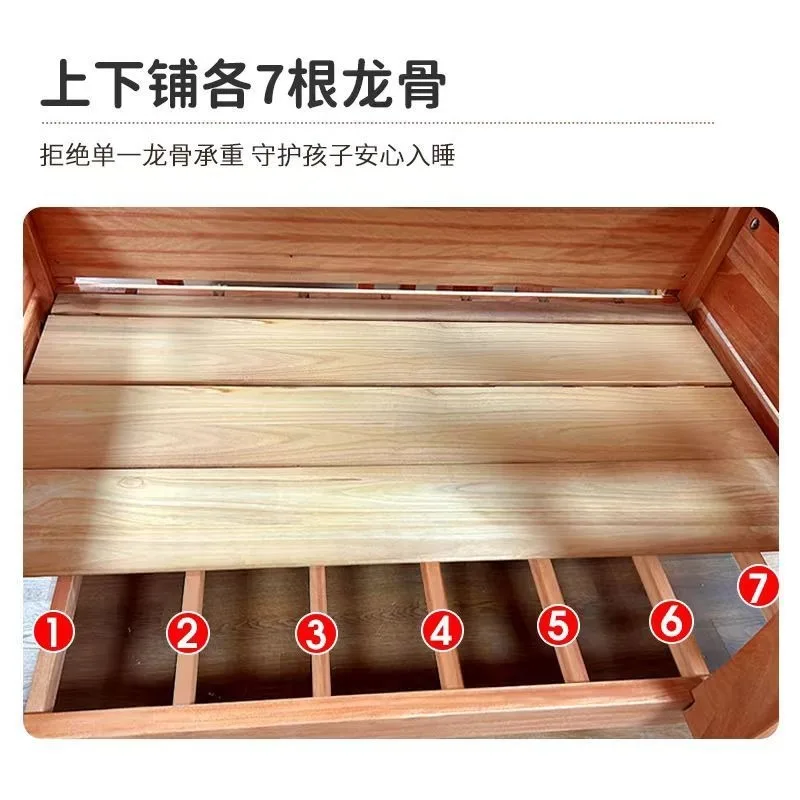 Red sandalwood thickened bold upper and lower beds Log solid wood children's  High and low beds Mother and child