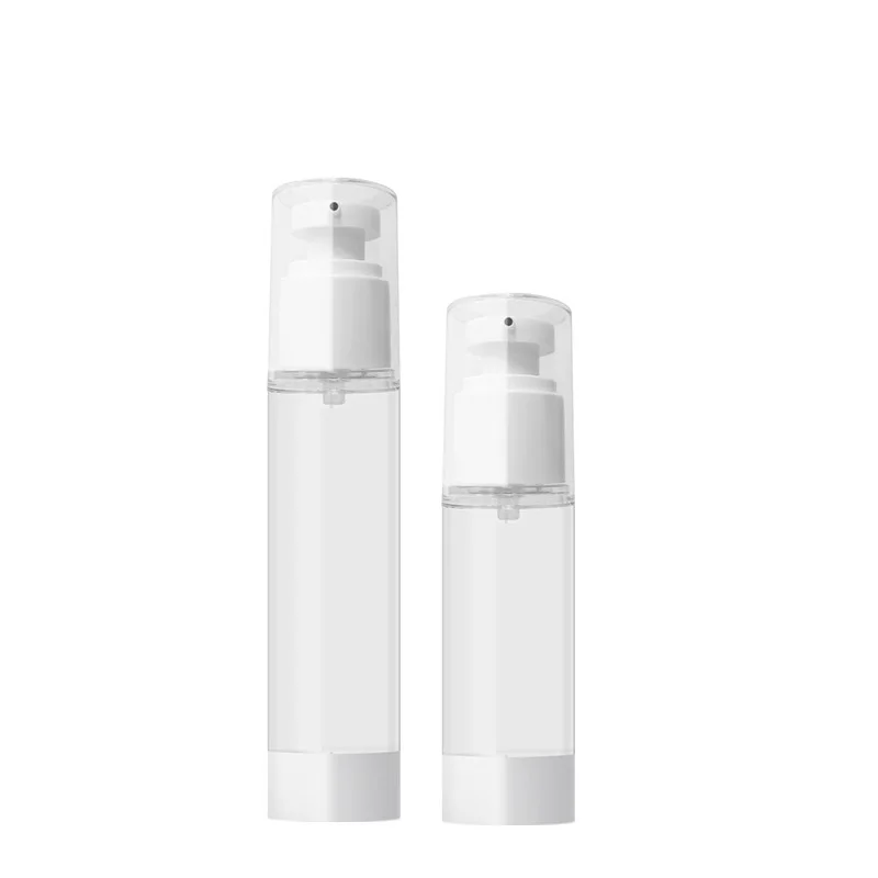 25Pcs Plastic Airless Bottles White Pump Clear Lid 15ml 30ml 50ml Empty Transparent Cosmetic Refillable Vacuum Lotion Bottles