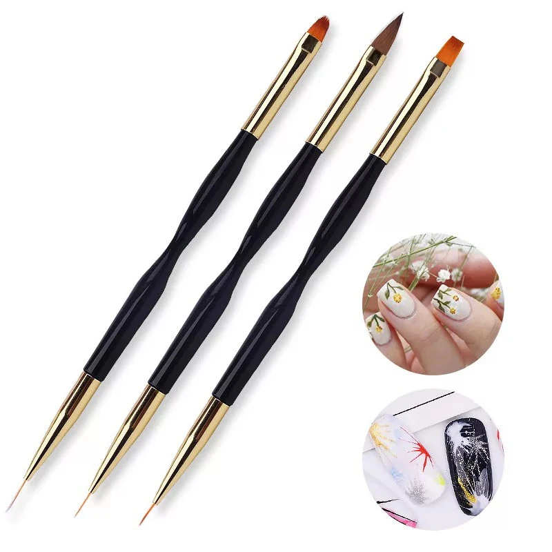 

3Pcs Acrylic French Stripe Nail Art Liner Brush Set 3D Tips Manicuring Ultra-thin Line Drawing Pen UV Gel Brushes Painting Tools