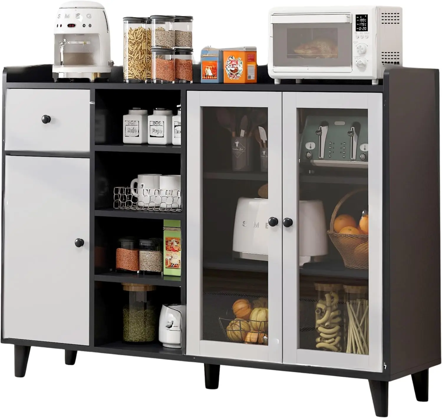 

Кухонный шкаф для хранения, буфет, кофейный уголок, барный шкаф с дверцами, функциональный шкаф для кухни, столовой, гостиной (Z)