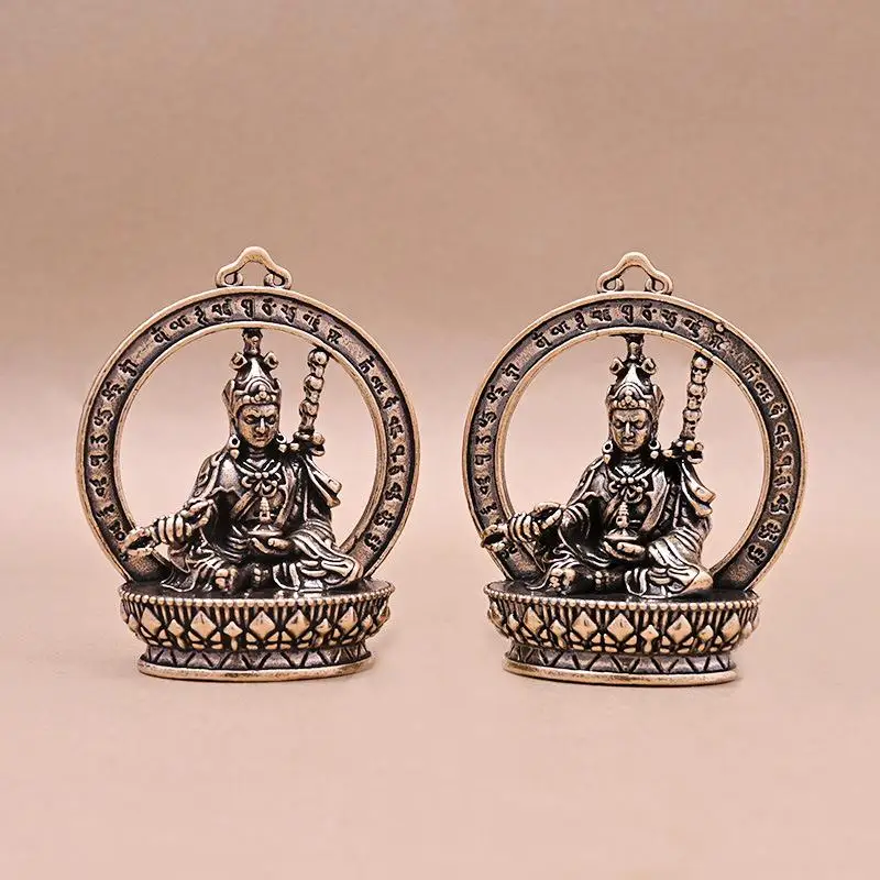 -Lotus Flower Master  Small Ornament Vintage Copper  Statue Miniature Figurines Handcraft Desktop Home Decor