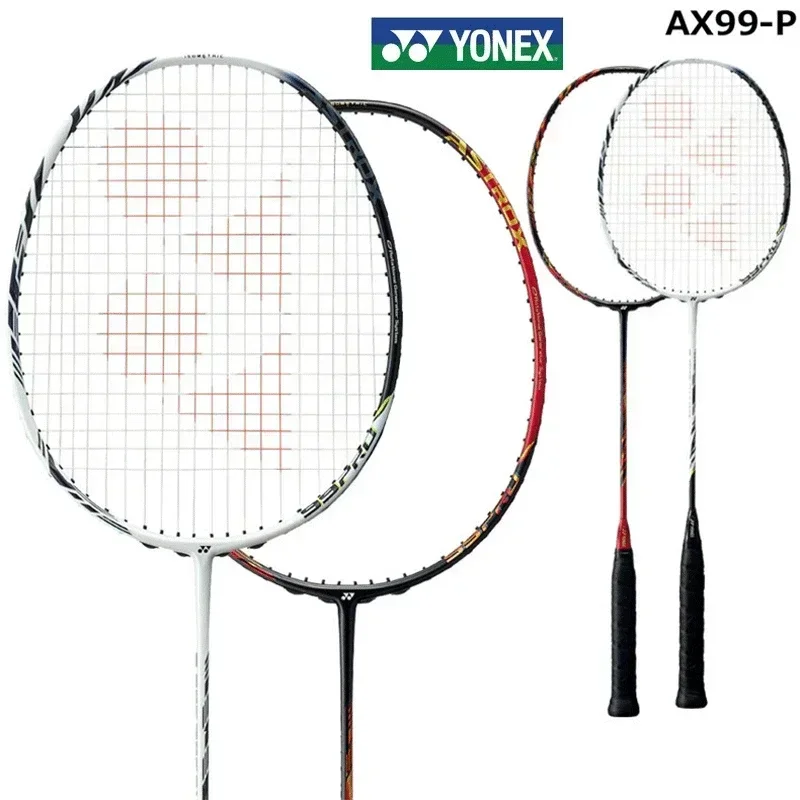 Yonex Customizable Pounds and String Genuine Badminton Racket AX99Pro White Red High Quality Professional Badminton Racket 4U