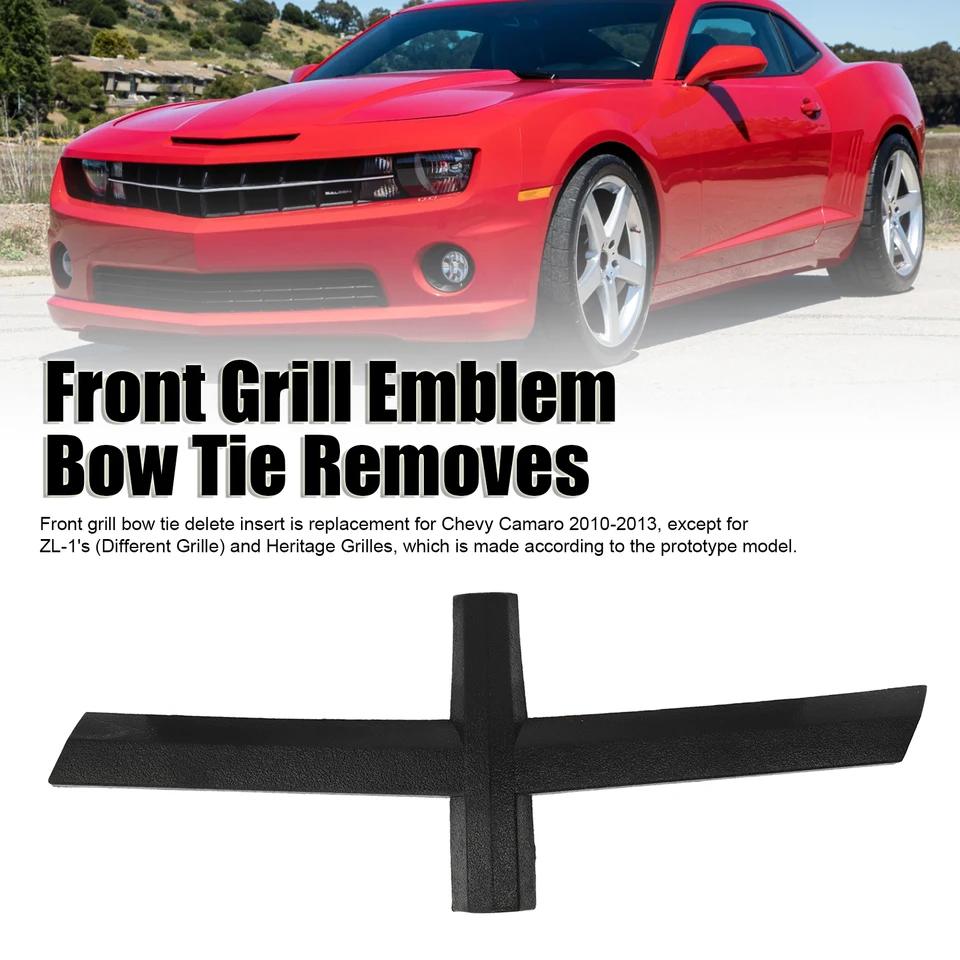 Black Front Grille Bowtie Emblem Delete For 2010-2013 Chevy Camaro – ABS Replacement