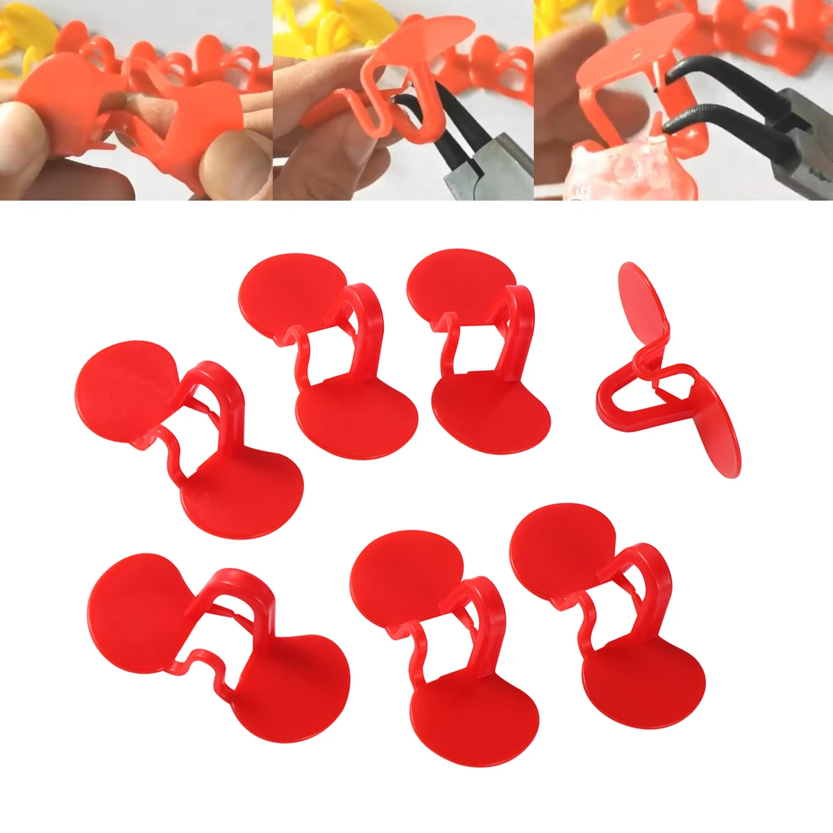 

500Pcs Plastic Red No Pin Bolt Chicken Glasses 2 Beams Design Thickened Anti-Pecking Anti-Fighting Goggles Poultry Breeding Tool