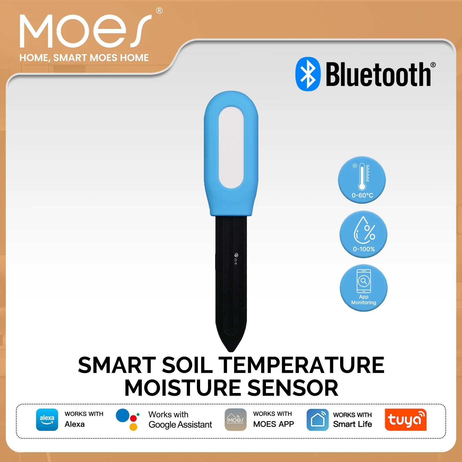 MOES Smart Bluetooth Soil Tester Temperature Meter Moisture Humidity Sensor Plant Monitor Detector Garden Automation Irrigation