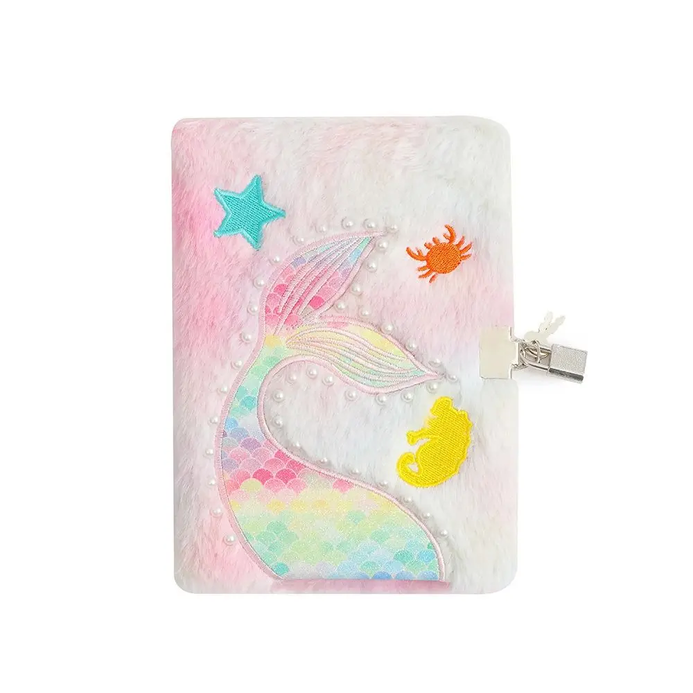 Diary Note Pad Plush Locked A5 Notebook Journal Book Daily Planner Fish Tail Furry Notepad Scrapbooking Hand Account