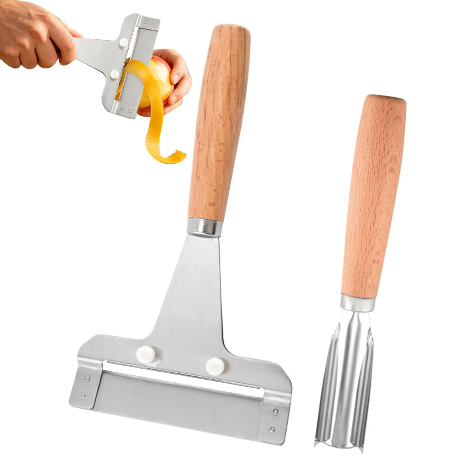 Adjustable Thickness Vegetable Slicer And Peeler Stainless Steel Wooden Handle Portable Household Gadget Kitchen Peeler