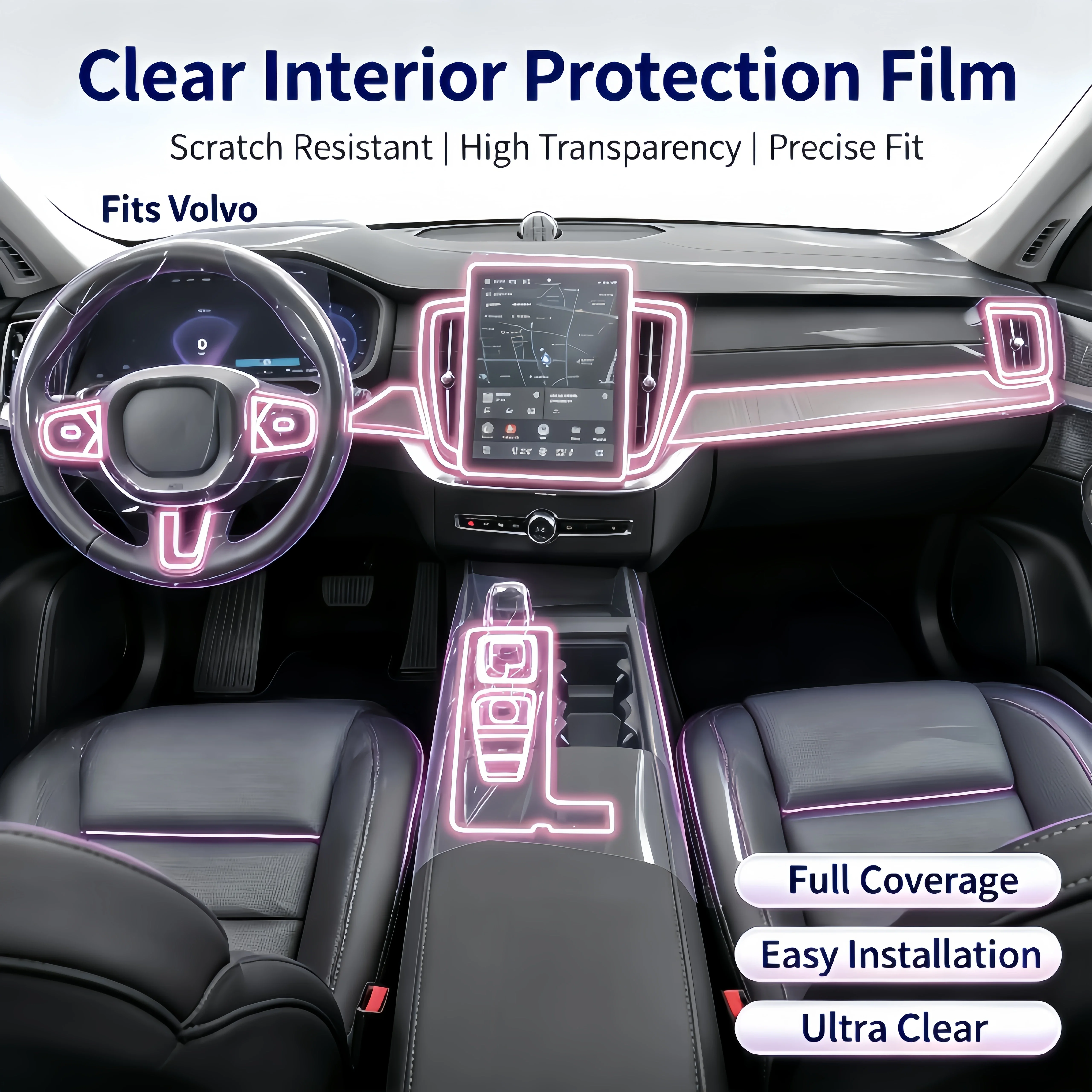 For XC90 car interior film full set new energy transparent protective anti-scratch film modification