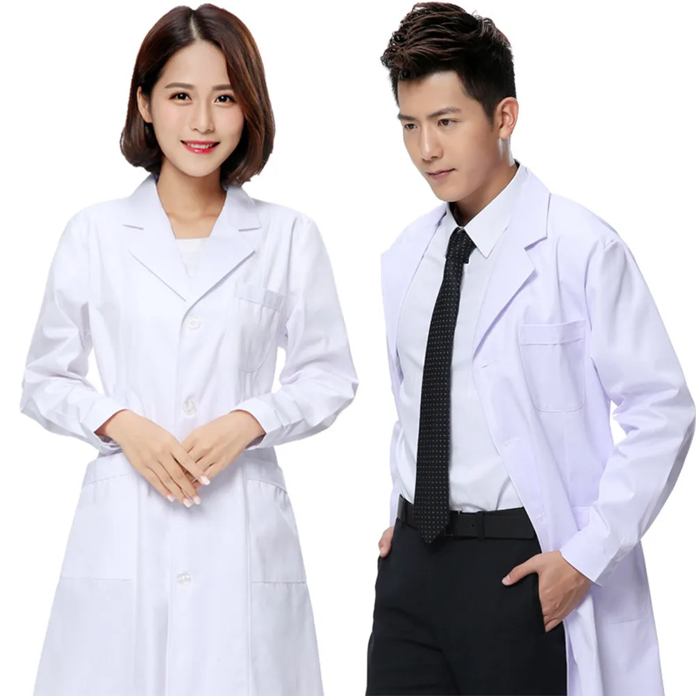 Tenue de travail à manches longues, blanche, pour infirmières, taille M, légère, respirante, vêtements professionnels pour hôpital, clinique, laboratoire