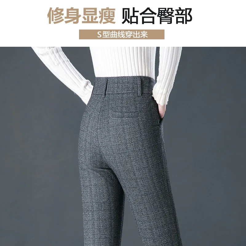 Pantalones acampanados para mujer estilo británico 2025, nuevos pantalones acampanados de lana cálidos y gruesos a la moda para primavera Otoño Invierno