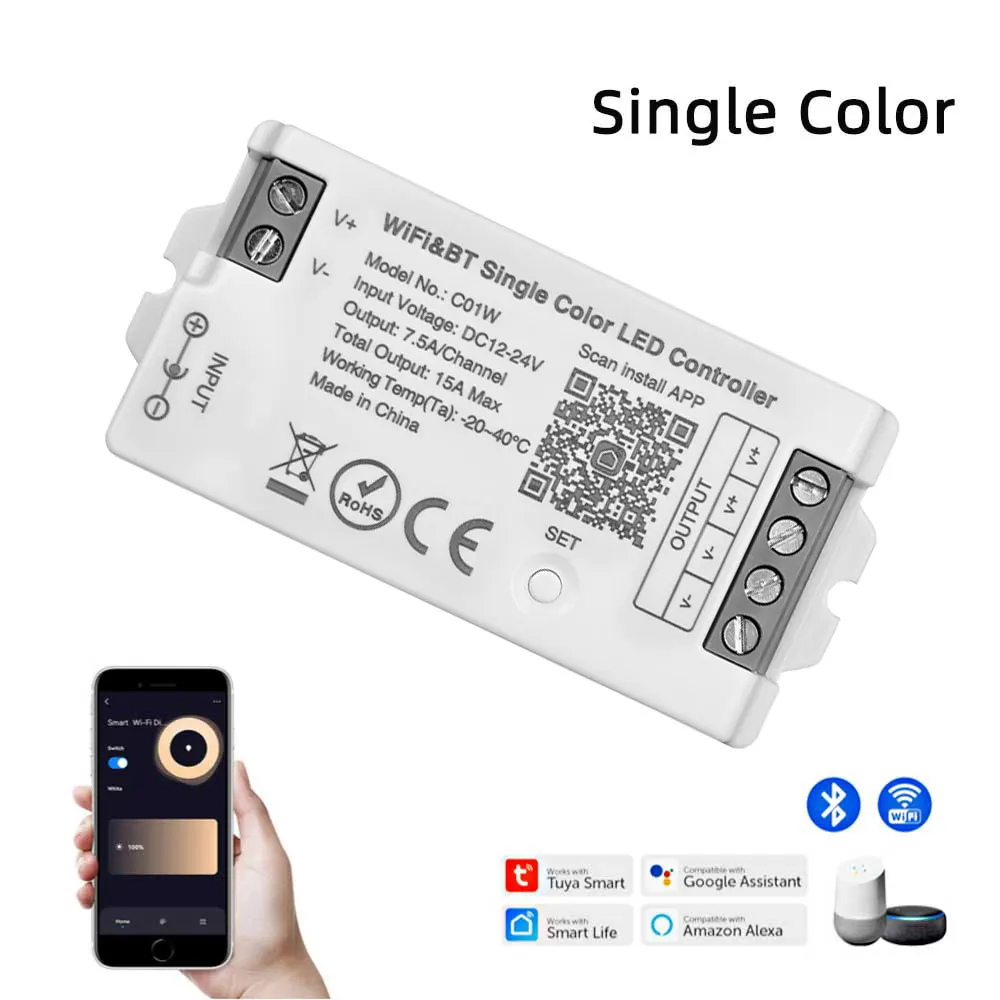 C01W C02W LED Dimmer 2.4 GHz WiFi Group Controller Alexa Google Home,Smartphone APP Control Compatible with RC01 RC02 Remote