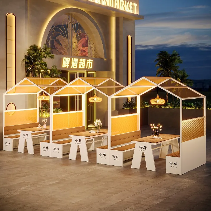 

Outdoor snack street night market table and chair combination commercial street outside the card seat table