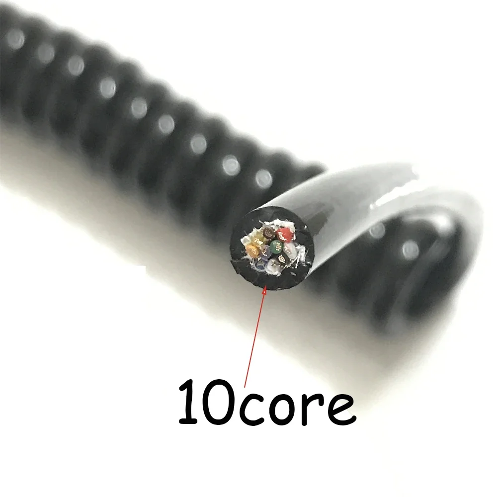 

10 Core Spring Spiral Wire 0.3 Square OD10MM Spiral Wire Shielded Pure Copper Wire 22AWG Stretch 1m 2m 3m 4m 5m 6m 7m PU Cable