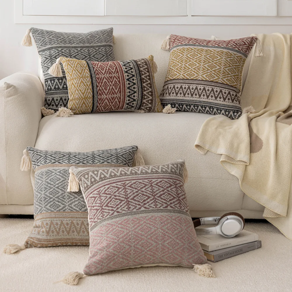 

Bohemian Style Fringed Pillow Cover Cushion Cover Hanging Ear Bed and Breakfast Sofa Bedside Decoration Pillow Cover Cushion Cov