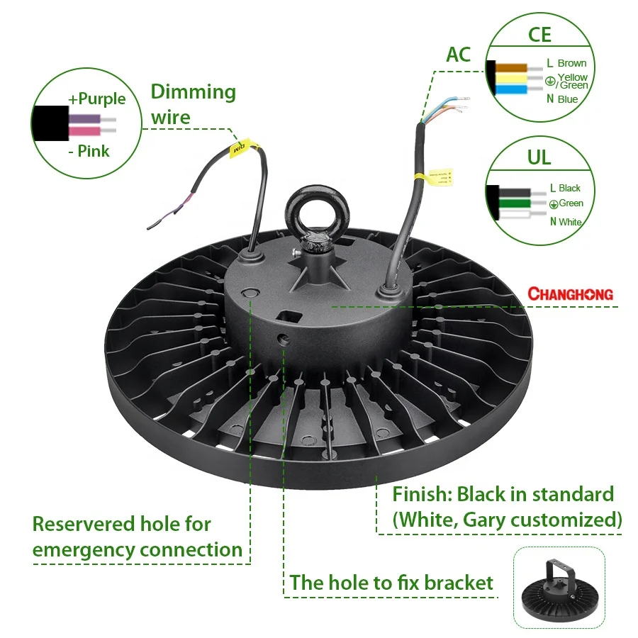 Dlc tahan air Dimmable 200W 150W 100W 85W tinggi Bay Led Ufo Microwave Sensor industri Highbay cahaya LED