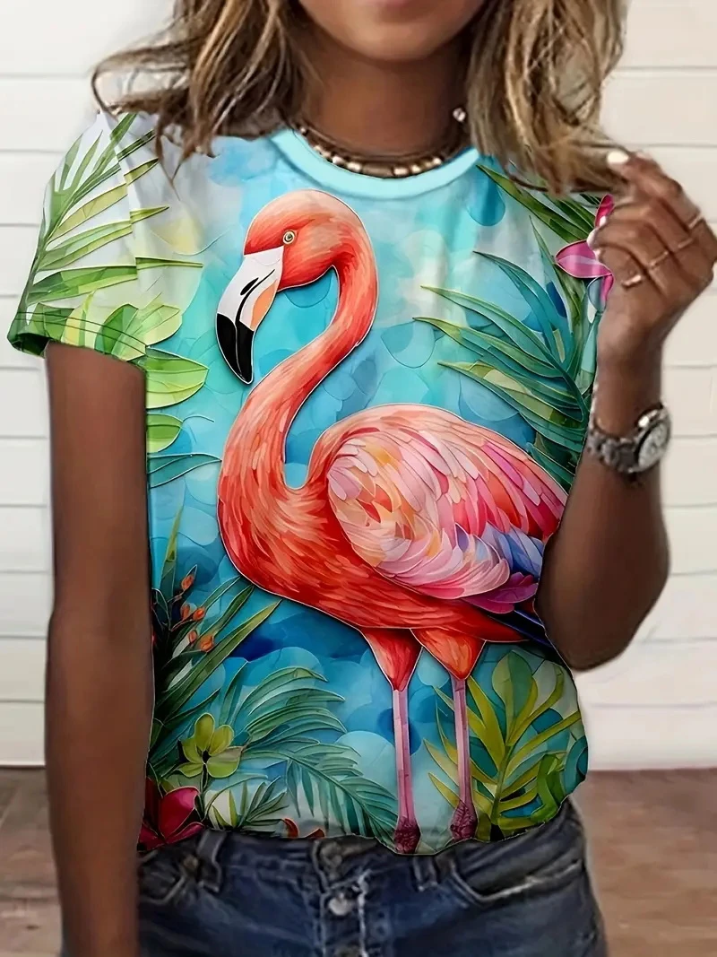 Fashion Flamingo 3D Print men women T-Shirts New summer Casual O-Neck Short Sleeve T Shirt Y2k Harajuku Oversized kids Tees Tops