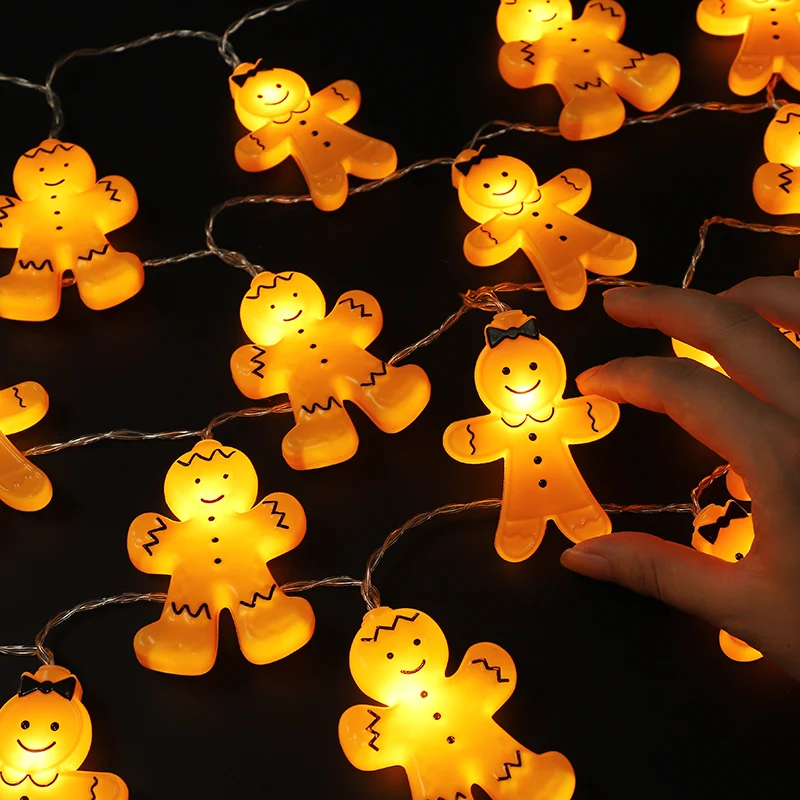 1PC 1.5M Christmas Light String Santa Claus Snowman Wreath Christmas Tree Gingerbread Man LED Lights Xmas Home New Year Decor
