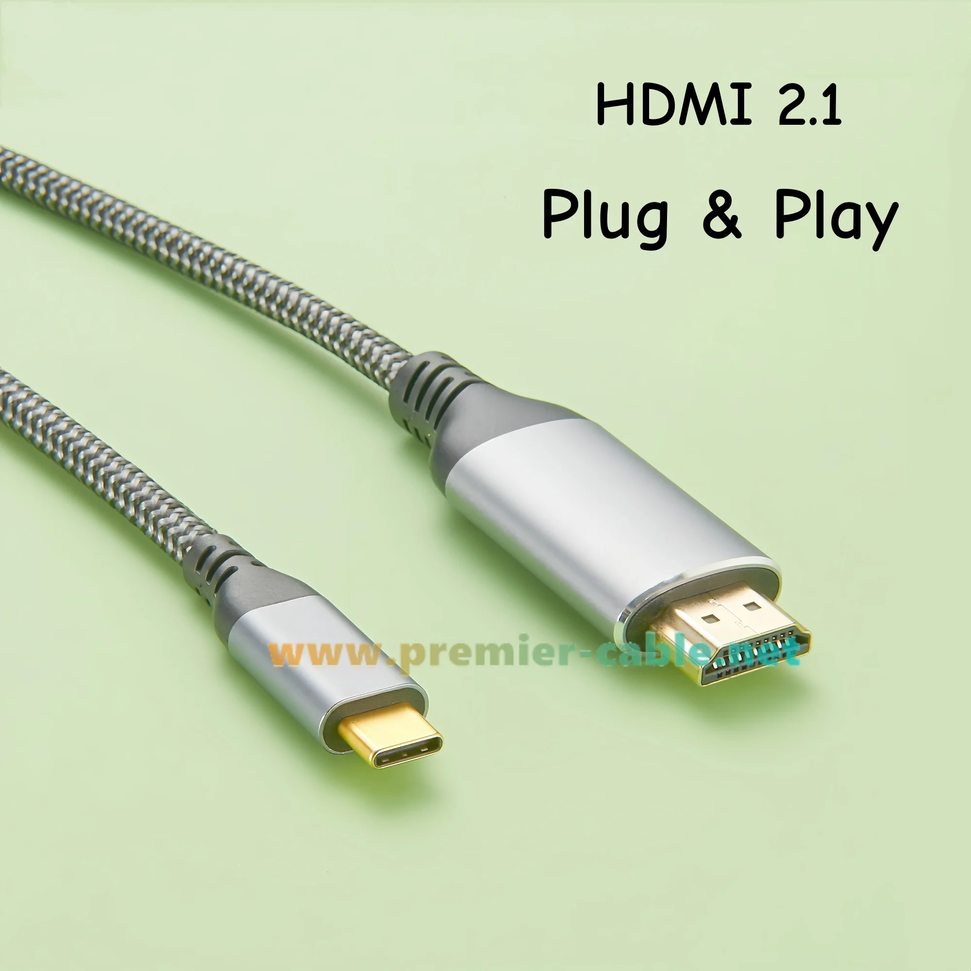 8K60Hz 4K120Hz USB C to HDMI 2.1 Cable Compatible Thunderbolt 3 4 USB Type-C HDTV Adapter Cable
