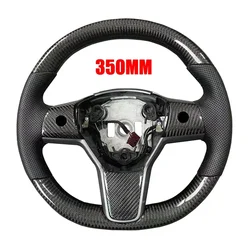 For Tesla Model 3 Model Y Sport Steering Wheel 350MM Heating Real Carbon Fiber Leather Car Steering Wheel