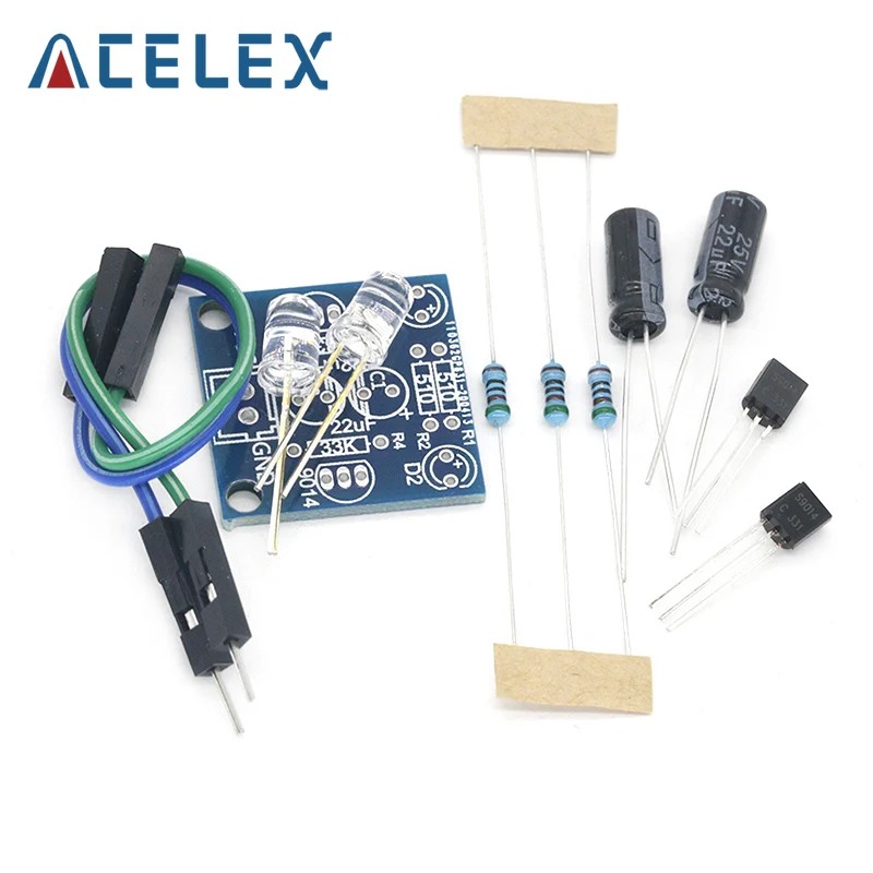 MHT11 Simples 5MM LED Flash DIY Kits DC 3V-14V Circuito Eletrônica Suite 1.6mm Peças para Arduino Piscando Kit