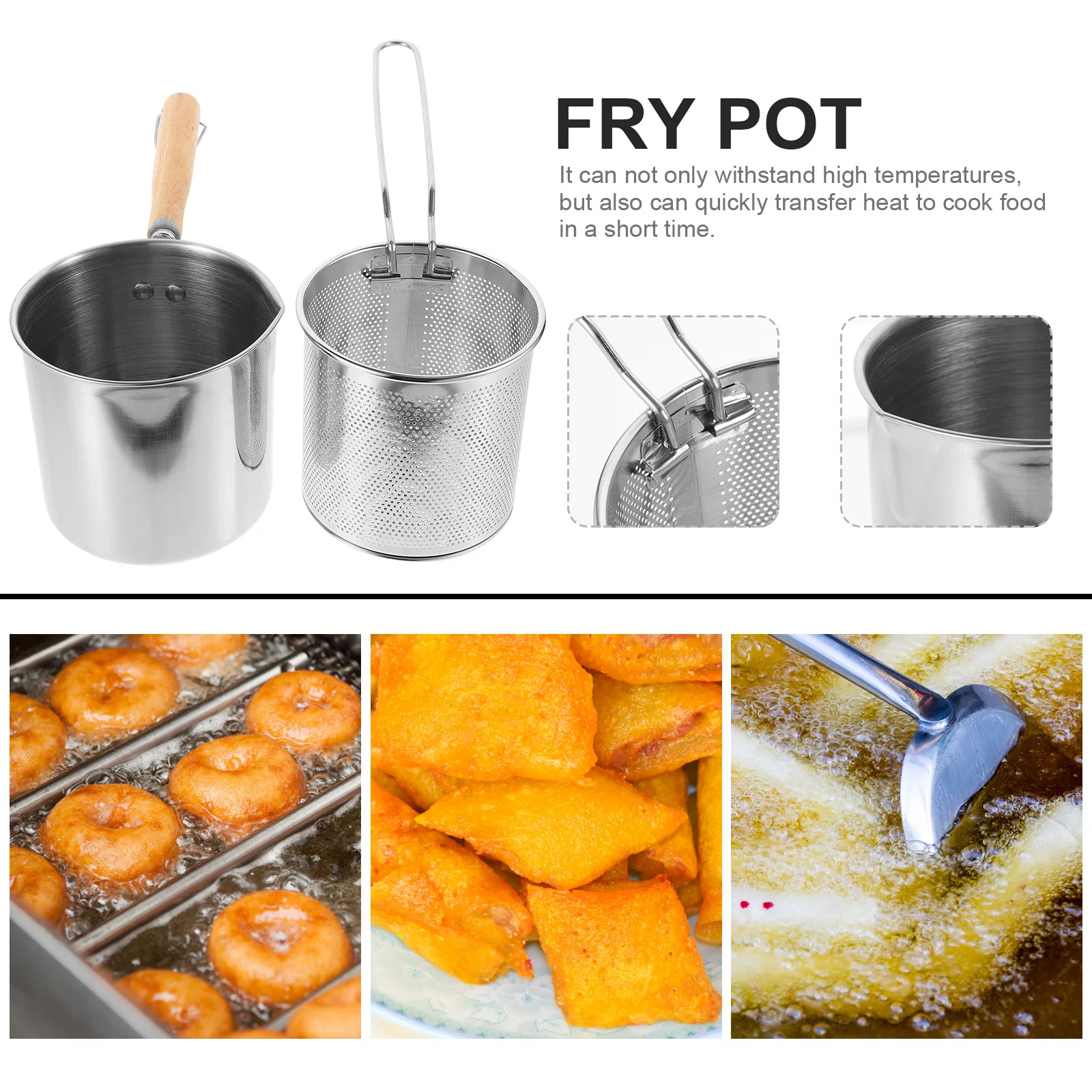

1 Set Stainless Steel Fryer Pot Fry Basket For Home Kitchen, Mini Deep Pan With Handle, Portable Frying Kit, Metal Frying Pot,