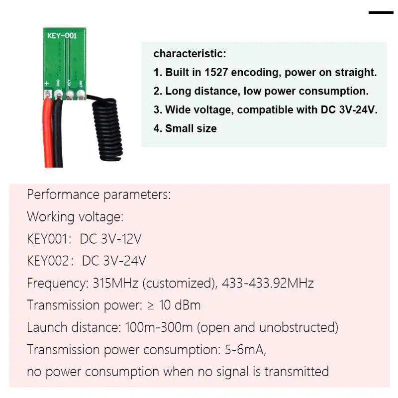 1 szt. DC 12V 3V 5V 9V Kodowanie Naukowe 433.92 MHz 1 Kanał Wyjściowy Do Pilotów Zdalnego Sterowania Kodowanie 1527 433Mhz Bezprzewodowy Moduł Nadajnika RF