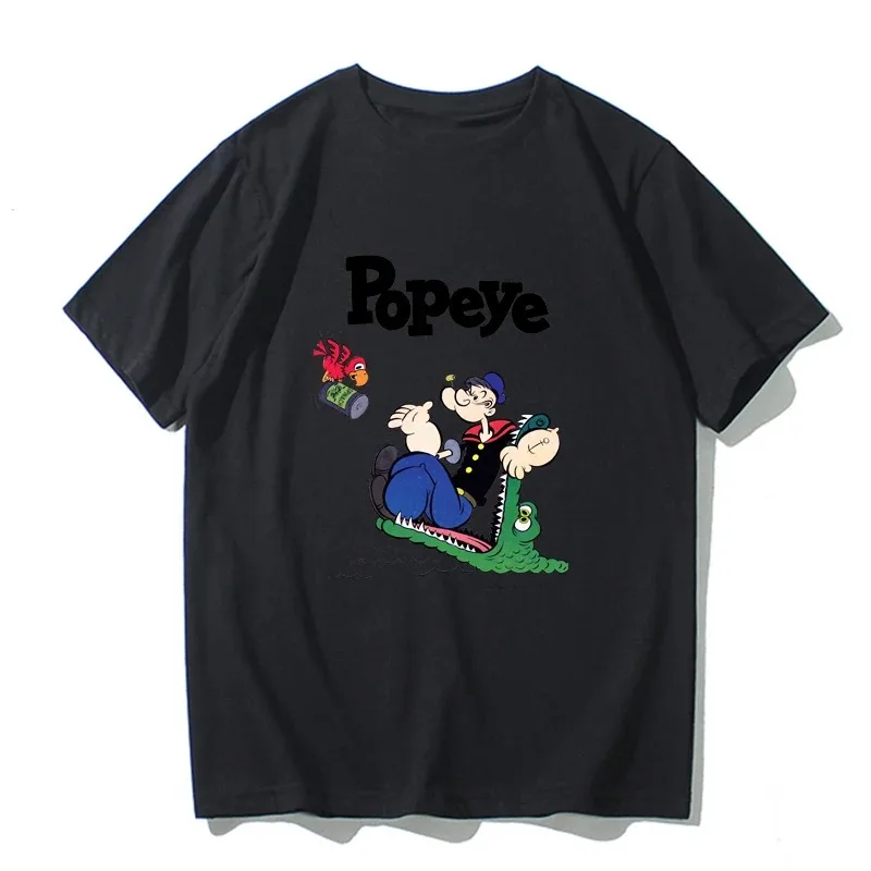 

Retro Popeye POPEYE American Cartoon Summer Trend Loose Couple Casual Cotton Short-sleeved T-shirt for Men and Women Tops