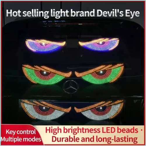 Luz de ojo del diablo para coche, luz decorativa de ojo de demonio dinámica RGB, decoración de pantalla Led, Panel de píxeles, parabrisas, lámpara multimodo USB de 5V