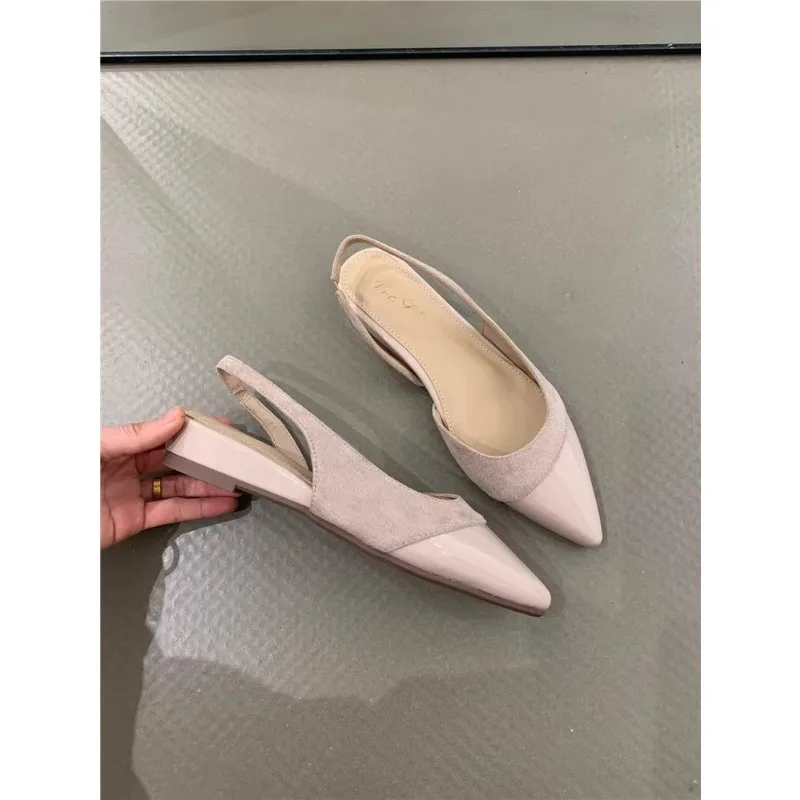 المرأة صنادل مماشي للموضة الصيف أشار تو الفم الضحلة واحدة لينة وحيد مشبك واحد حذاء مسطح التنقل اليومي أحذية غير مبطنة #6