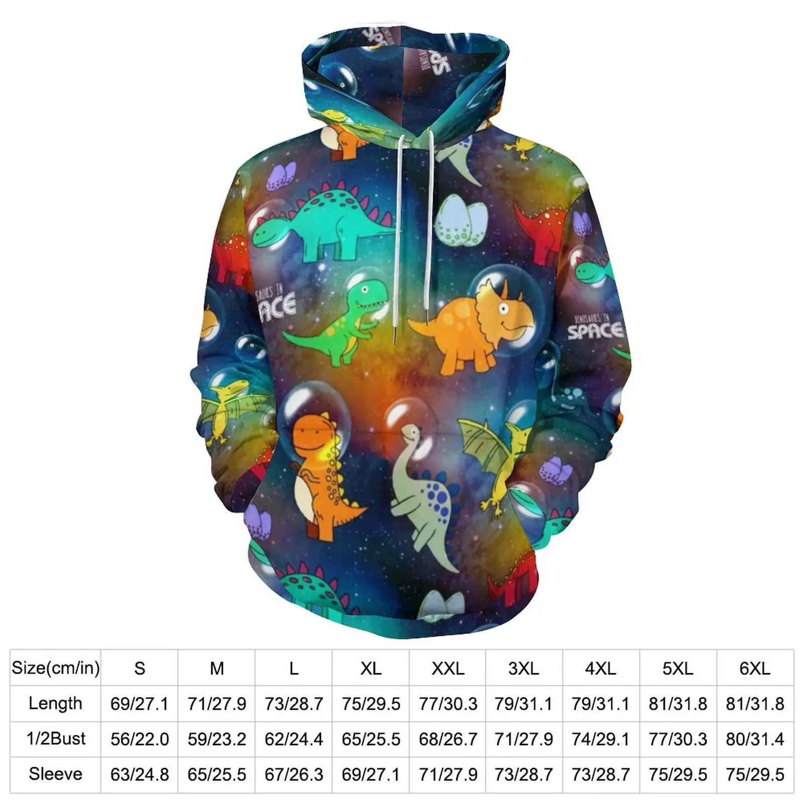 Space Dinosaur Print Casual Hoodies Men Animal Harajuku Design Hooded Sweatshirts Winter Long-Sleeve Fashion Oversize Hoodie