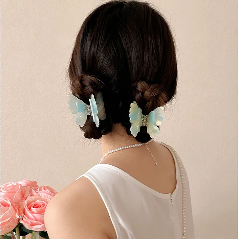 

Fashion Dazzle Colorful Acetate Double Butterfly Hair Clip Ladies Elegant Ponytail Clip Shark Clip Headdres Hair Accessories New