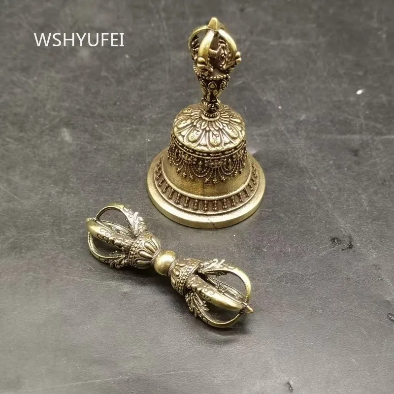 Chinese Style Diamond Pestle Diamond Bell Mini Ornament Tibetan Copper Small Accessories Household Handlebars Desktop Decoration
