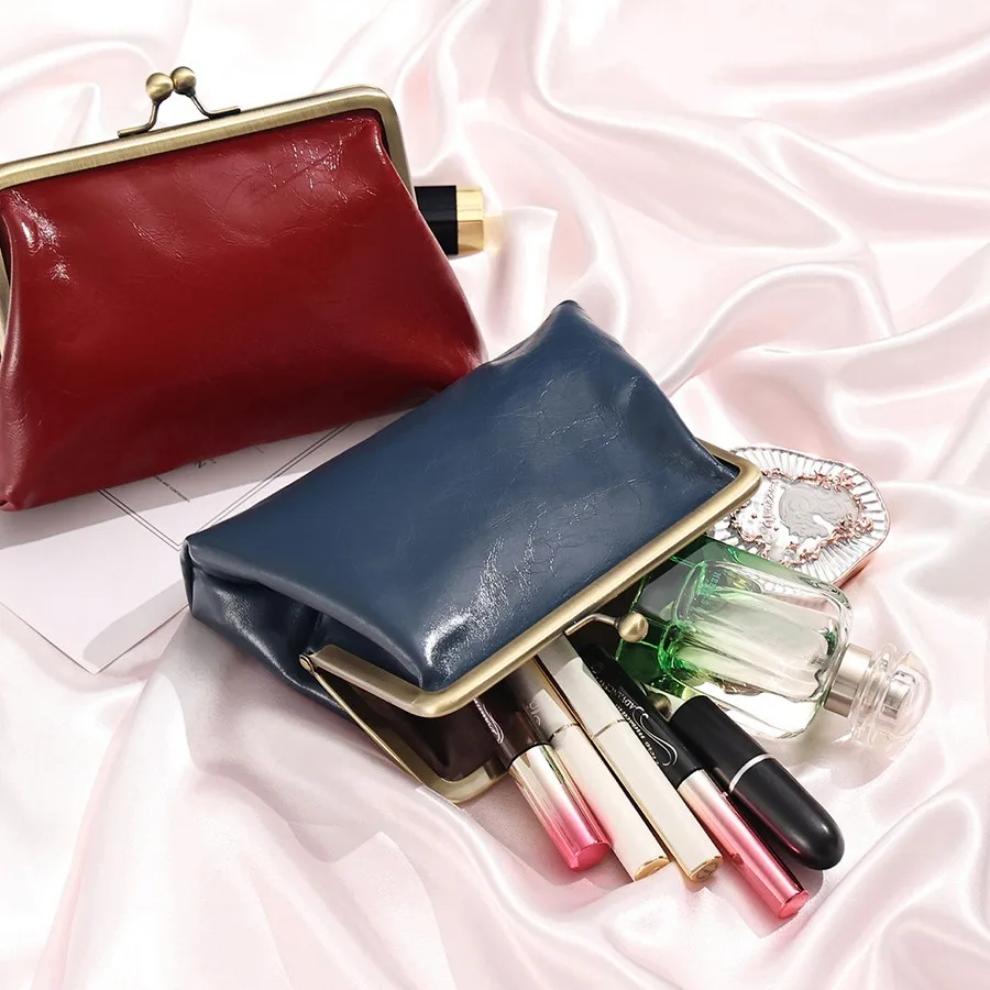 

Fashionable and Popular Genuine Leather Handheld Bag Multi functional and Colorful Zero Wallet Short Style Buckle CandyColor Bag