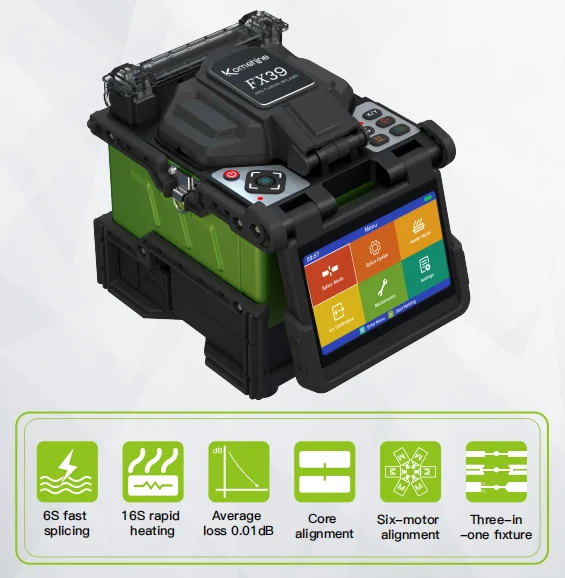 Fusion Splicer FX39 Original Komshine Six Motors Trunk Splicing Machine for Ftth Fiber Optic Equipment