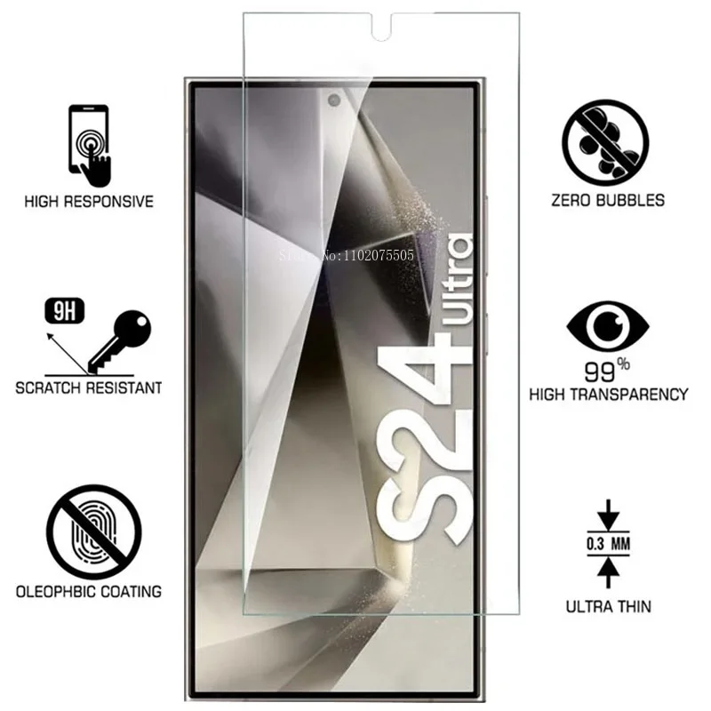 4PCS Tempered Glass For Samsung Galaxy S24 Ultra S24+ Plus Fingerprint Unlocking Screen Protector S24Ultra Protective Glass