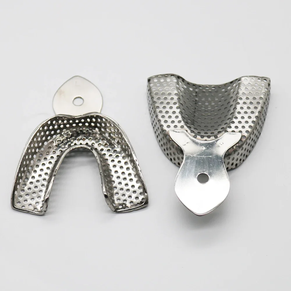 2pcs/set Dental Impression Tray Upper and Lower Stainless Steel Teeth Hold Autoclavable Teeth Tray Dental Materials Dental Labor