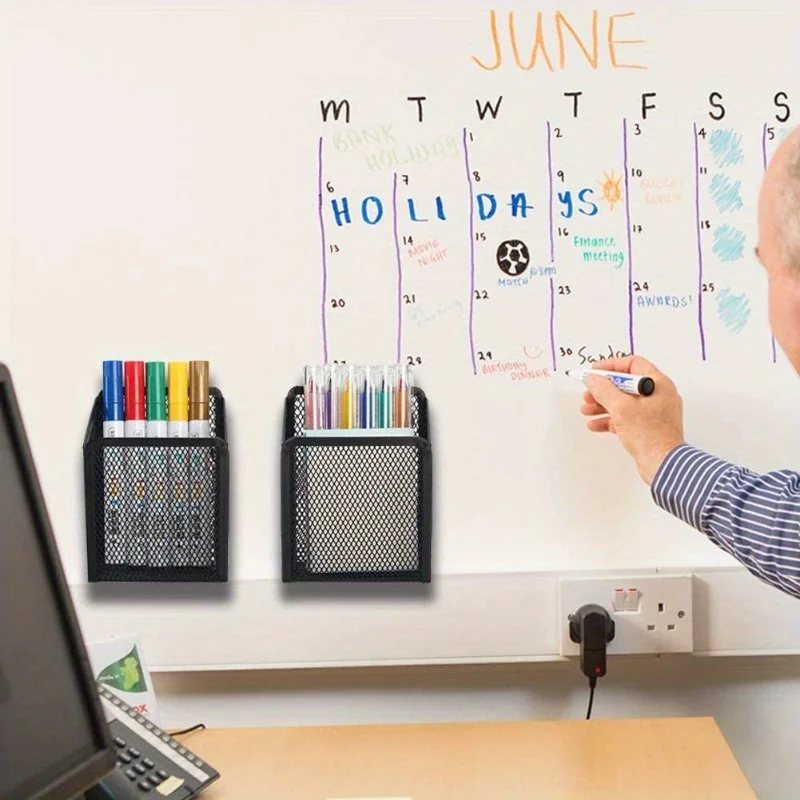 1pc Magnetic Pen Holder - Extra Strong Magnets & Mesh Design Perfect for Whiteboard, Refrigerator & Locker Accessories
