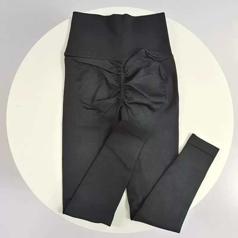 New solid color waist yoga pants, women's leggings Peach seamless tights, lift hip slim fitness ankle-length pants image 2