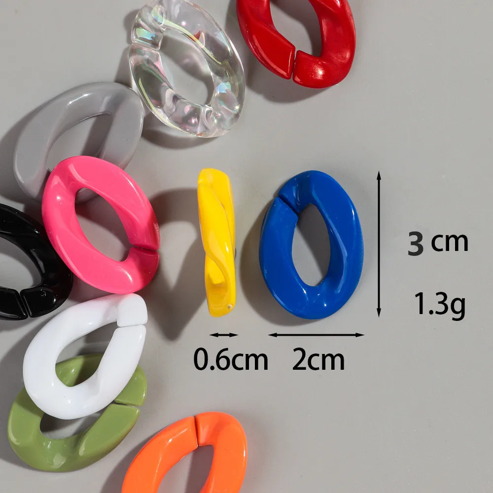 30pcs 20x30mm Acrylic Geometric Link Solid Color Loose Beads for Bracelet Necklace Glasses Chain Making DIY Jewelry Accessories