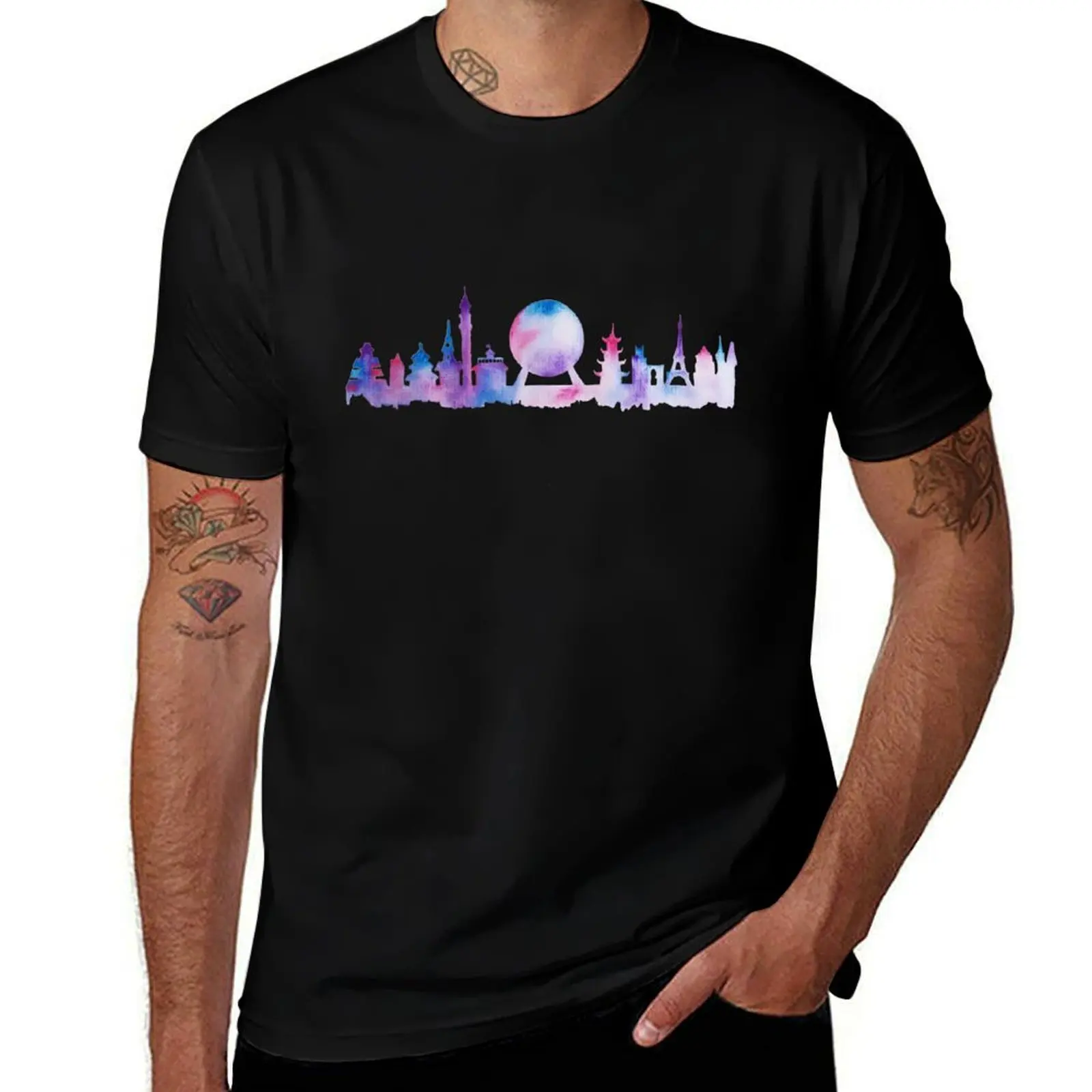 

Orlando Future Theme Park Inspired Skyline Silhouette T-Shirt new edition croswit shirt man black t-shirts for men