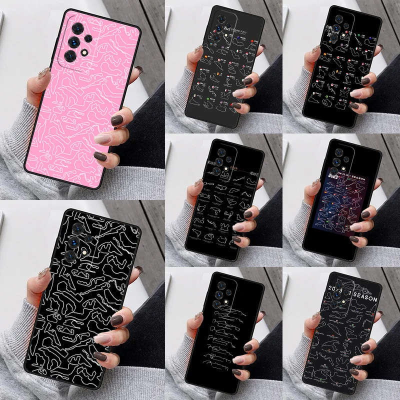 

F1 2023 Tracks Phone Case For Samsung Galaxy S23 S21 S20 FE S24 S22 Ultra Note20 S10 S9 S8 Plus A40 A52 A12 A13 A53