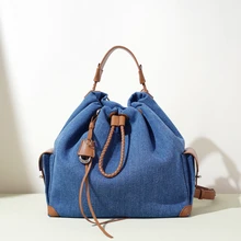 Niche Design Women Drawstring Backpack Large Capacity INS Fashion Female Student Book Backpack Rucksack Girls Daily Daypack