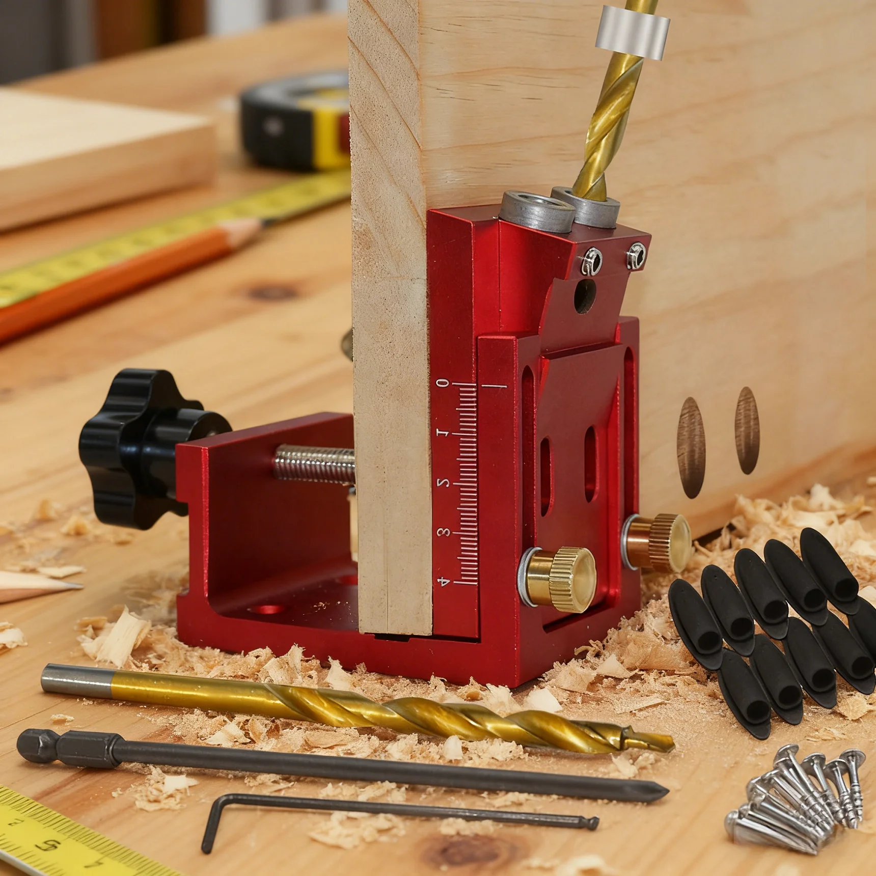 Woodworking 9mm Oblique Pocket Hole Locator Drill Guide Set Aluminium Alloy Wood Splicing Tools for Joinery & Carpenter Tools