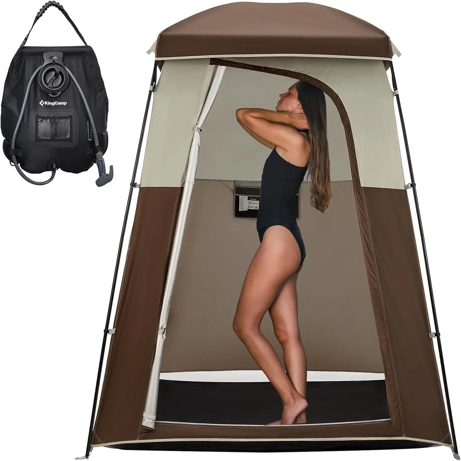 

Portable Privacy Tent for Camping, Beach, Hiking - 1/2 Room Shower Toilet Tent with Shower Bag & Dressing Room