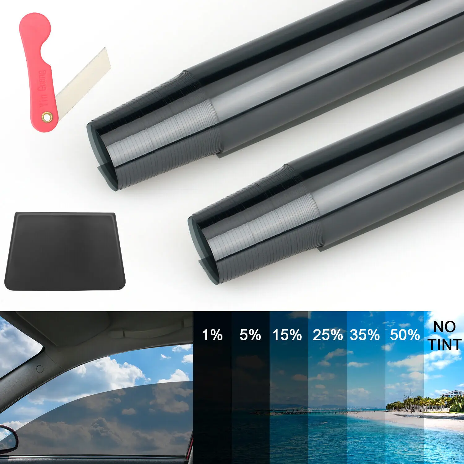 Universal 300*50cm Uncut PET Roll Window Tint Film 35% VLT 20" X 10ft Feet Car Home Office Glass Black