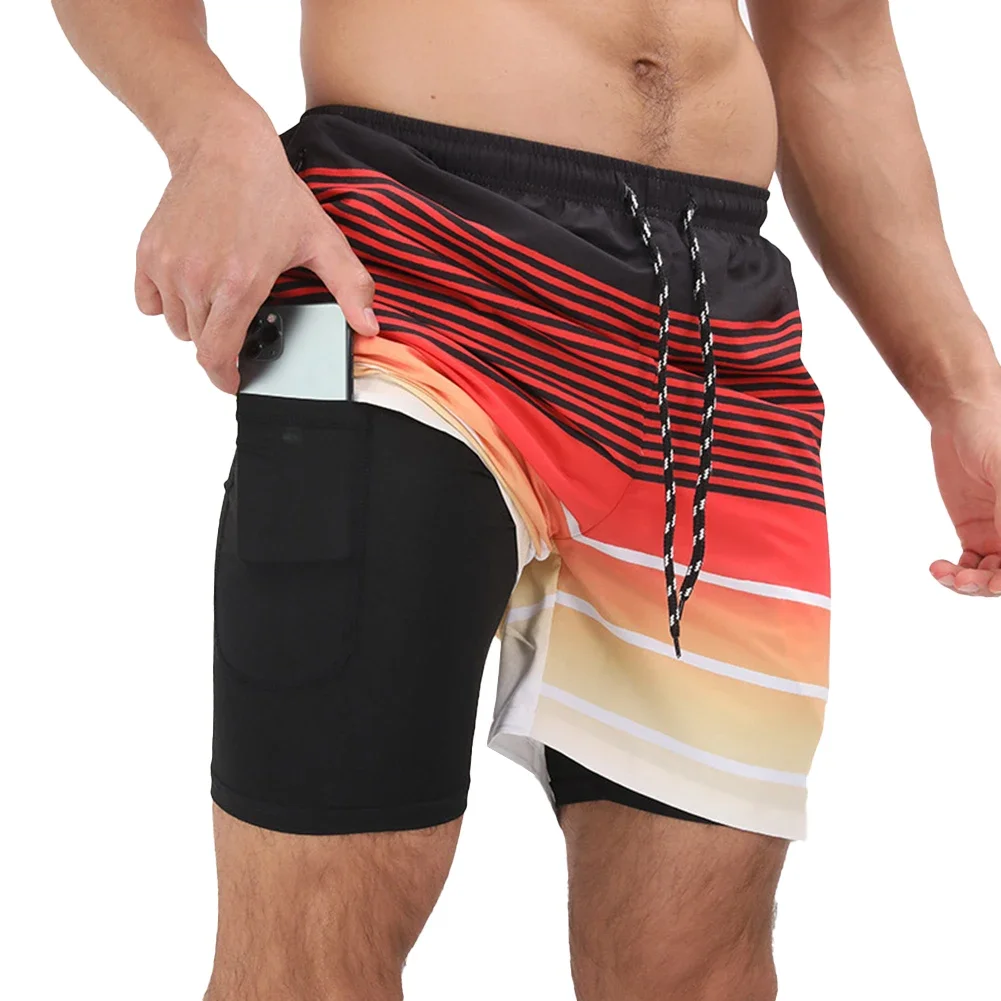 

Casual Fitness Shorts Men Running Shorts L Running Shorts For Men Beachwear 1 Layer Gradient Design Breathable Summer Shorts