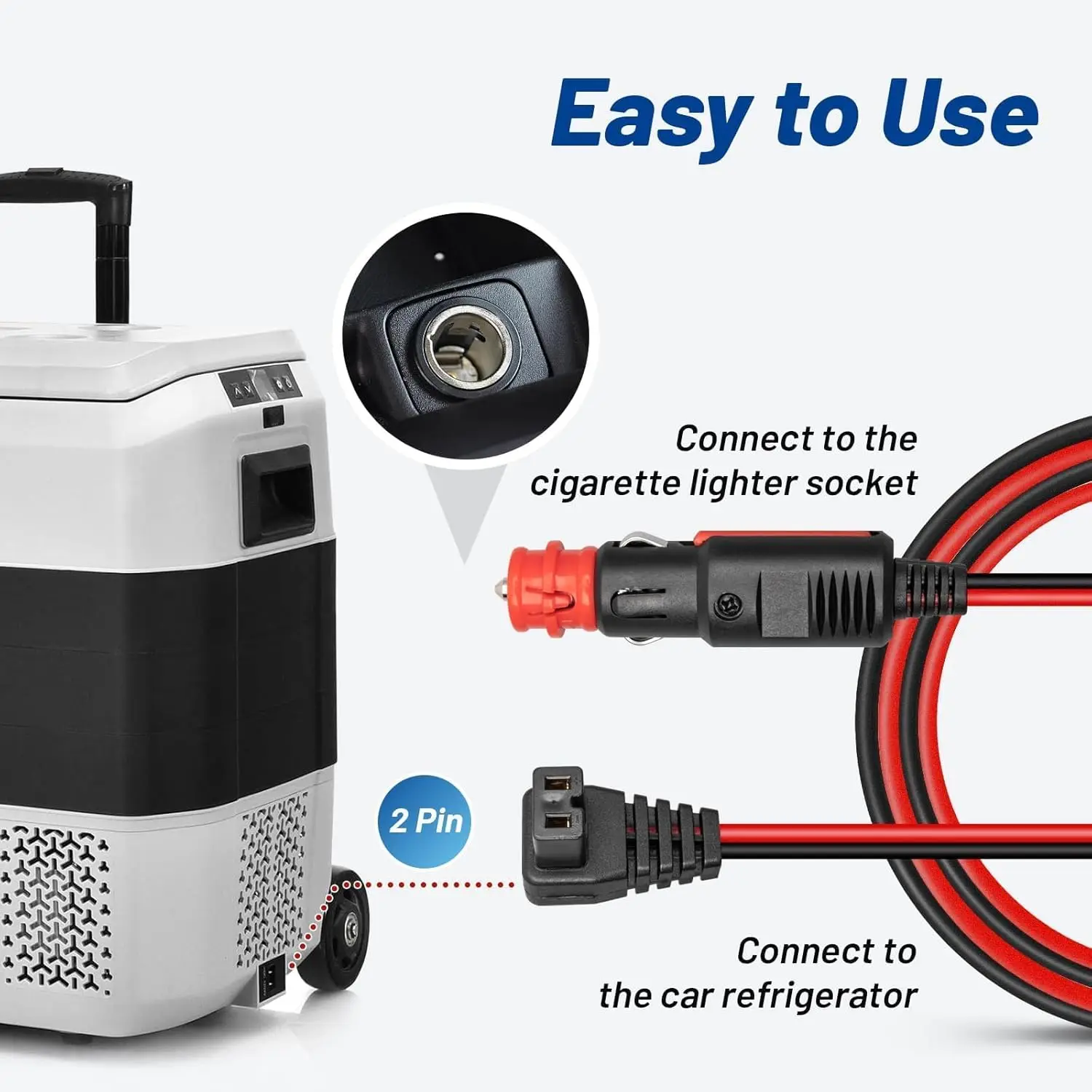DC Car Refrigerator Freezer Power Cord 11.5ft for 12V Fridge Freezers for Alpicool COSTWAY ARB ICECO Setpower Aspenora JoyTutus