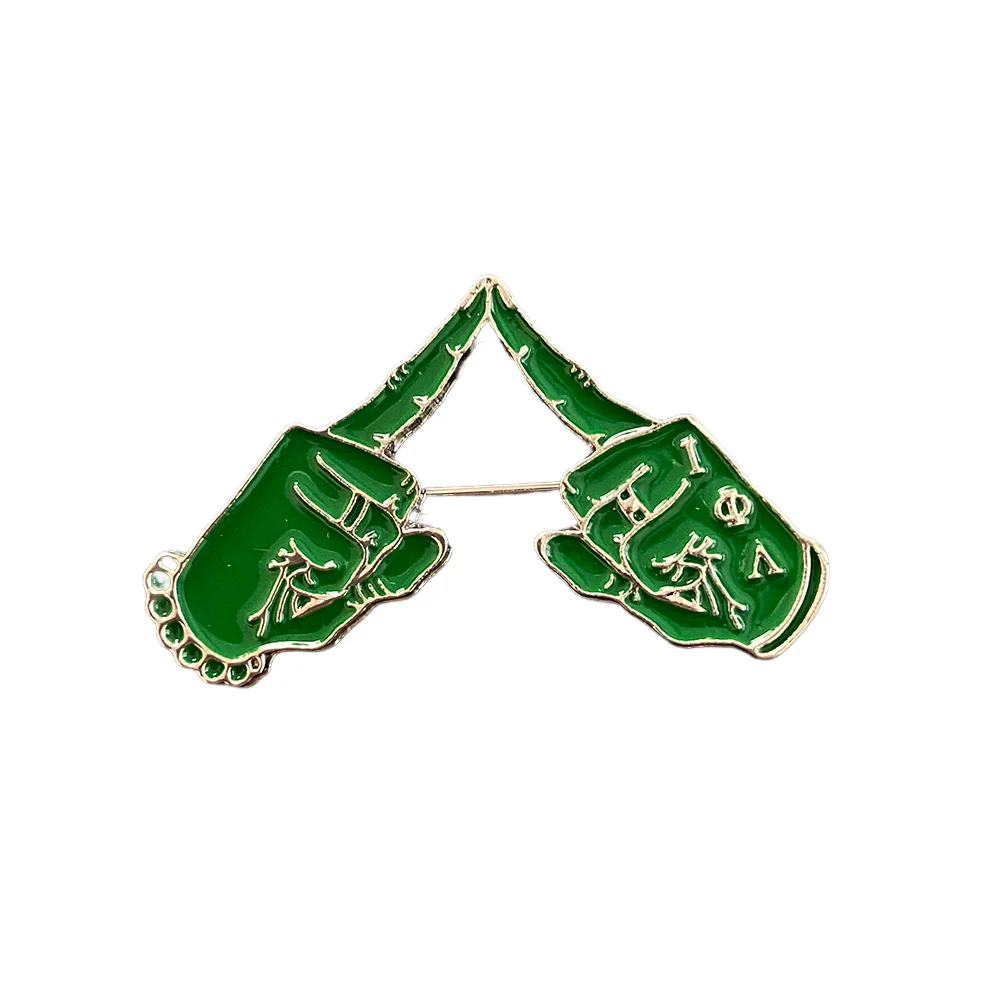 Iota Phi Lambda Women's Green Hand Shape Jewelry brooch