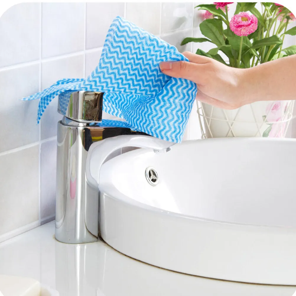 

4 Rolls Premium Non-Woven Kitchen Cleaning Cloth Highly Absorbent Wet Dry Dual-Use Disposable Dish Towel for Home Office