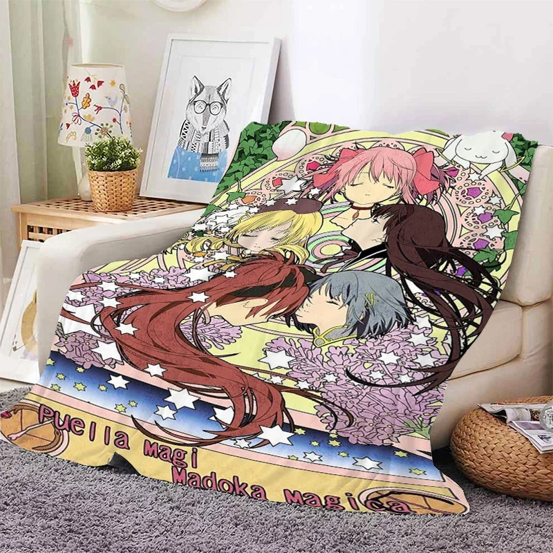 Sofa Blankets for Winter A-Madoka A-Magica Fleece Microfiber Bedding King Size Warm Bed Camping Fleece Fluffy Soft Blankets